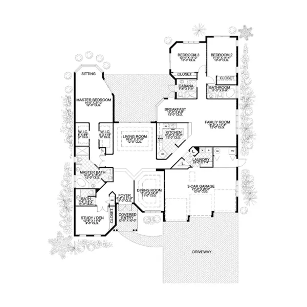 Sunbelt House Plan First Floor - Indian Wells Sunbelt Ranch Home 106D-0040 - Search House Plans and More