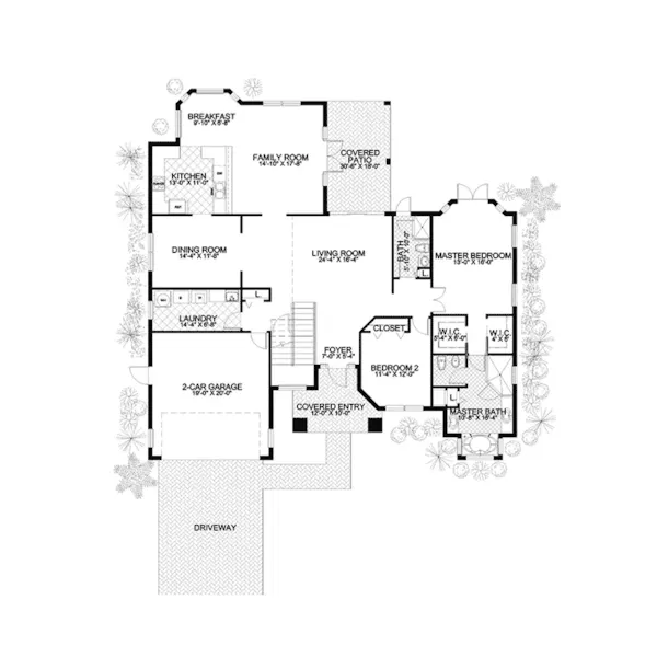 Spanish House Plan First Floor - Loxley Mediterranean Home 106D-0047 - Shop House Plans and More