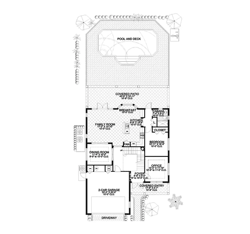 Florida House Plan First Floor - Avalon Bay Contemporary Home 106D-0048 - Search House Plans and More