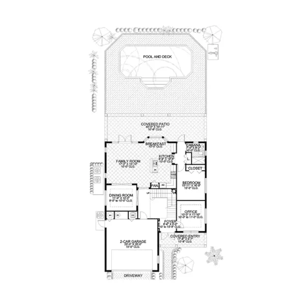 Southwestern House Plan First Floor - Avalon Bay Contemporary Home 106D-0048 - Search House Plans and More