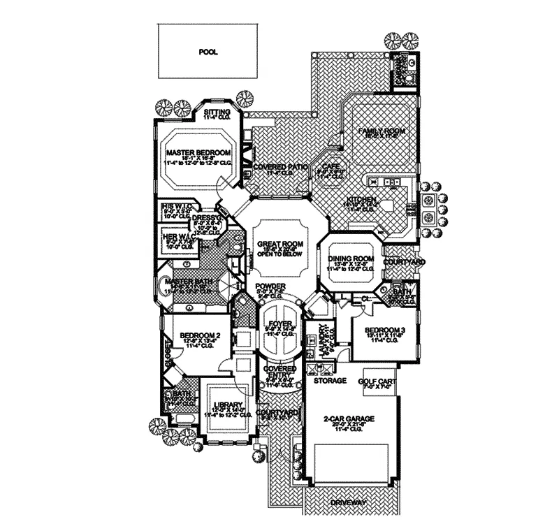 Luxury House Plan First Floor - Laurel Beach Floridian Home 106S-0001 - Shop House Plans and More