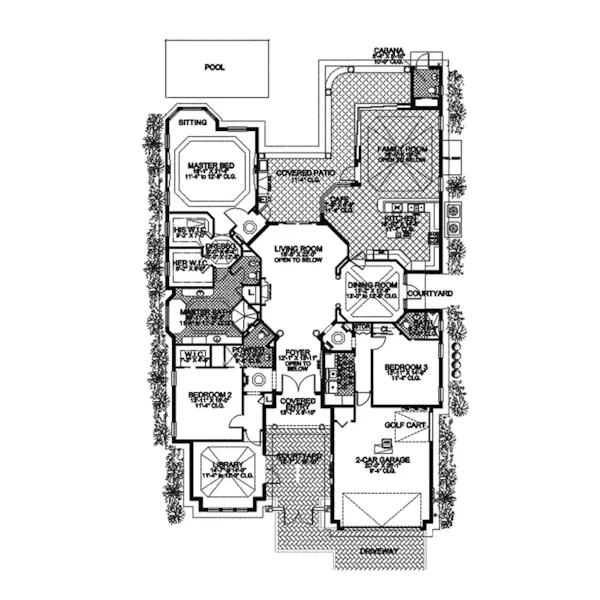 Florida House Plan First Floor - Kylewood Spanish Home 106S-0003 - Shop House Plans and More