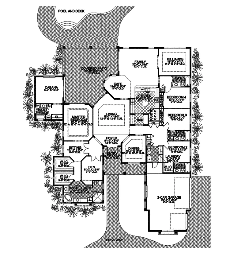 Ranch House Plan First Floor - Flamingo Bay Luxury Home 106S-0006 - Search House Plans and More