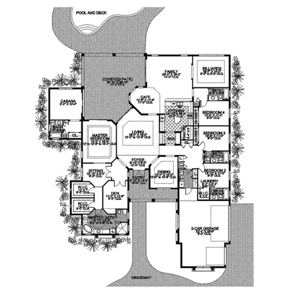 Adobe House Plans & Southwestern Home Design First Floor - Flamingo Bay Luxury Home 106S-0006 - Search House Plans and More