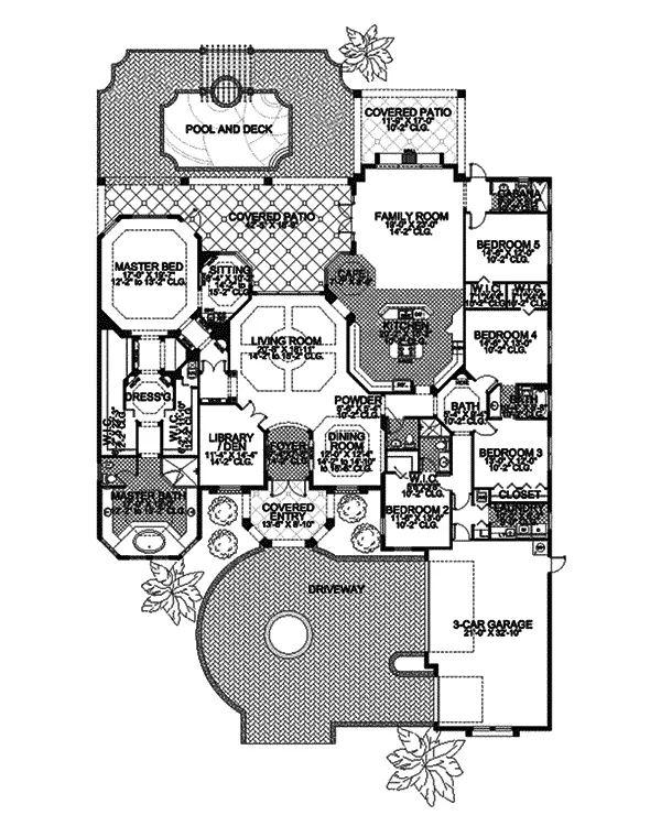 Sunbelt House Plan First Floor - Sarasota Pass Floridian Home 106S-0007 - Shop House Plans and More