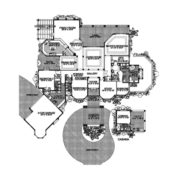 Sunbelt House Plan First Floor - Pedido Key Mediterranean Home 106S-0008 - Shop House Plans and More