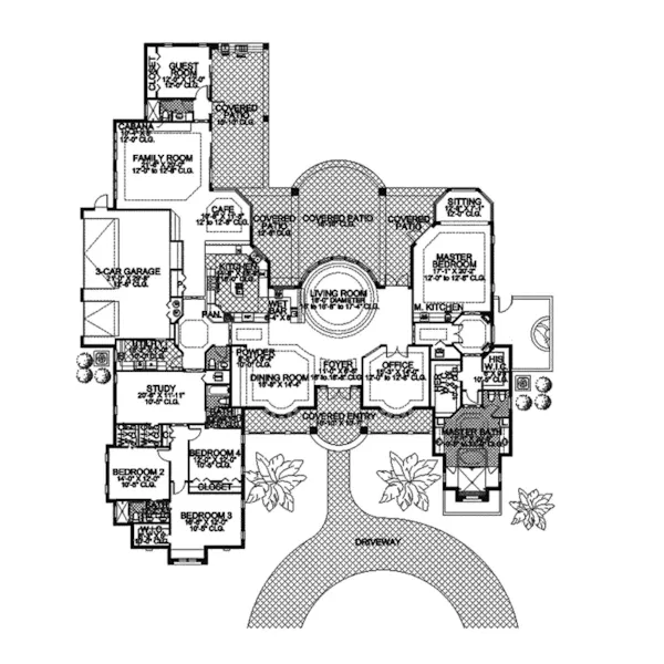 Luxury House Plan First Floor - Pine Key Luxury Sunbelt Home 106S-0011 - Shop House Plans and More