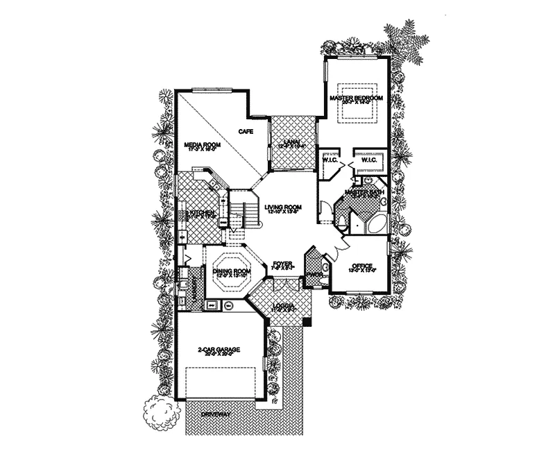 Adobe House Plans & Southwestern Home Design First Floor - Terra Cela Santa Fe Style Home 106S-0016 - Shop House Plans and More