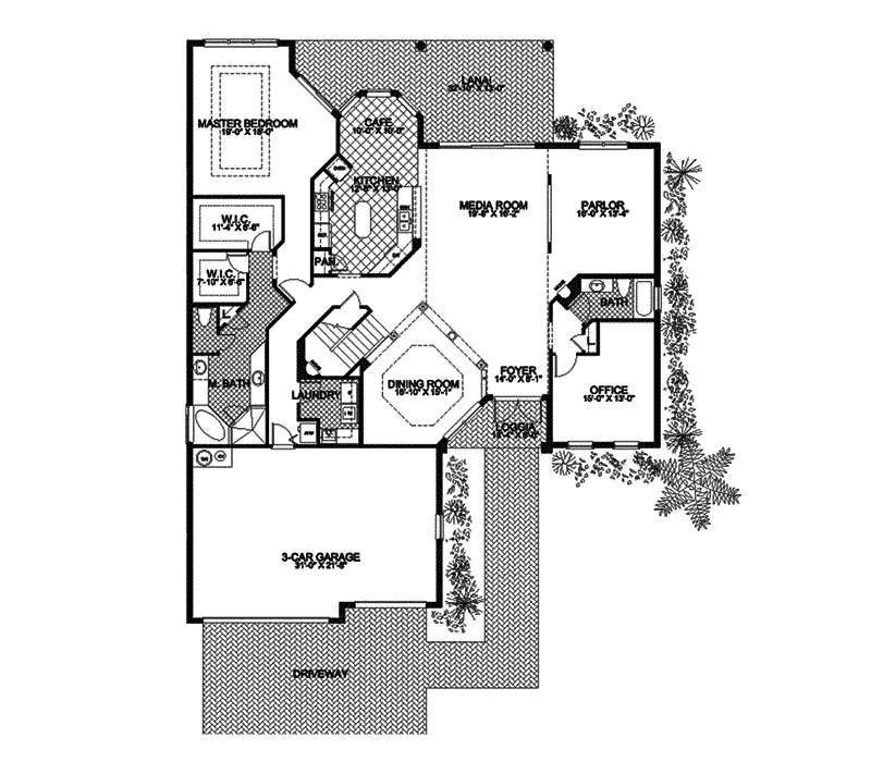 Adobe House Plans & Southwestern Home Design First Floor - Pinellas Park Luxury Home 106S-0017 - Shop House Plans and More