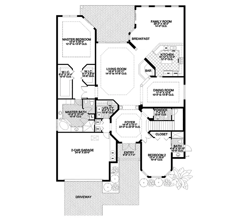 Santa Fe House Plan First Floor - Babson Park Luxury Home 106S-0019 - Search House Plans and More