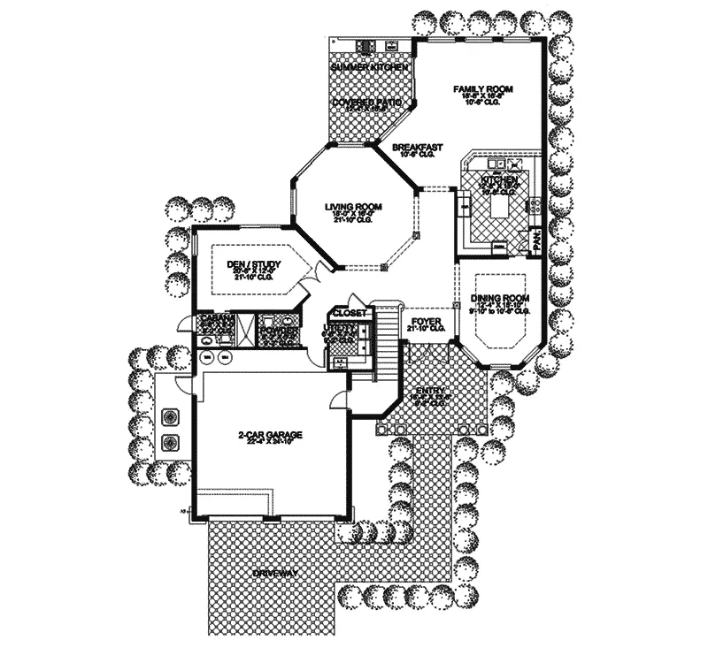 Spanish House Plan First Floor - Clewiston Luxury Home 106S-0020 - Search House Plans and More