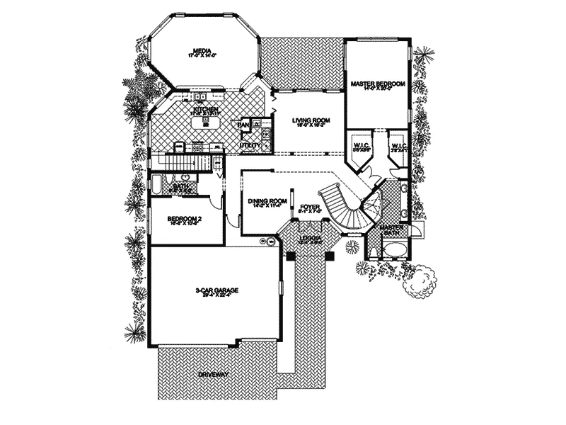 Sunbelt House Plan First Floor - Miramar Beach Sunbelt Home 106S-0021 - Shop House Plans and More