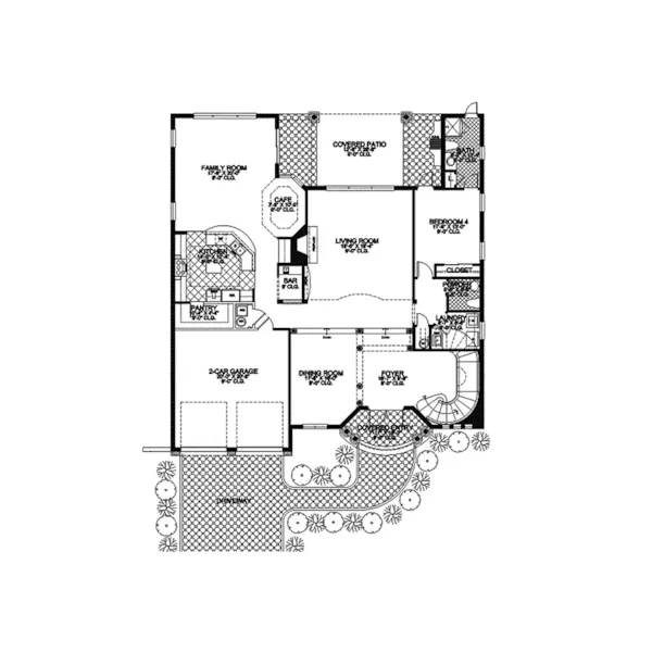 Sunbelt House Plan First Floor - Lorinda Spanish Sunbelt Home 106S-0023 - Shop House Plans and More