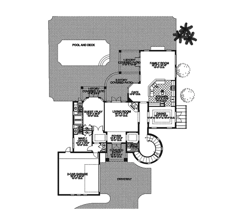 Spanish House Plan First Floor - Live Oak Manor Luxury Home 106S-0028 - Shop House Plans and More