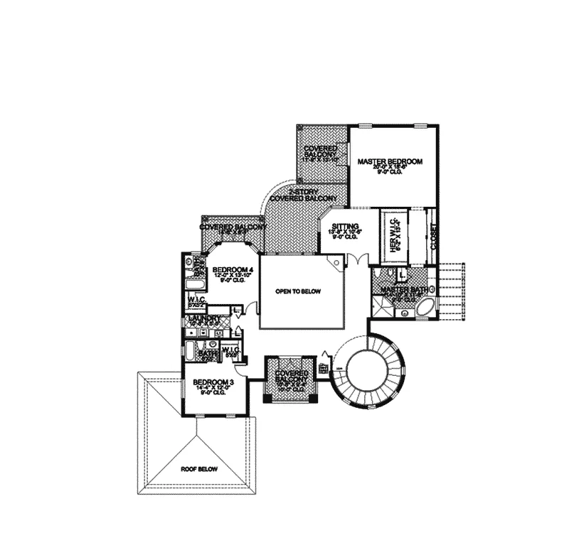 Spanish House Plan Second Floor - Live Oak Manor Luxury Home 106S-0028 - Shop House Plans and More