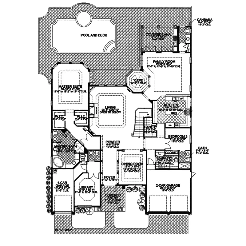 Sunbelt House Plan First Floor - Hardaway Manor Sunbelt Home 106S-0029 - Search House Plans and More