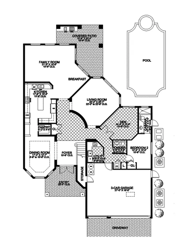 Luxury House Plan First Floor - Bonifay Manor Mediterranean 106S-0030 - Search House Plans and More