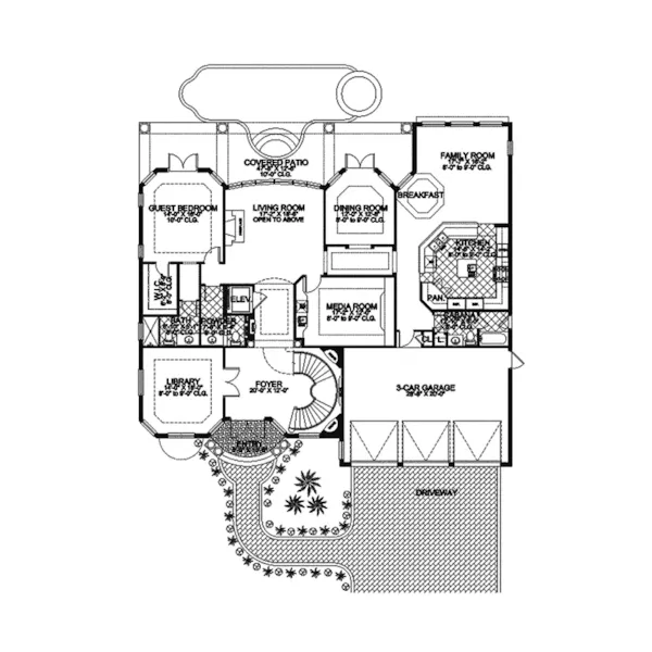 Mediterranean House Plan First Floor - Leonia Mediterranean Home 106S-0035 - Shop House Plans and More