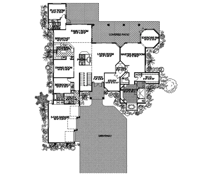 Sunbelt House Plan First Floor - Shalimar Bay Santa Fe Home 106S-0038 - Shop House Plans and More