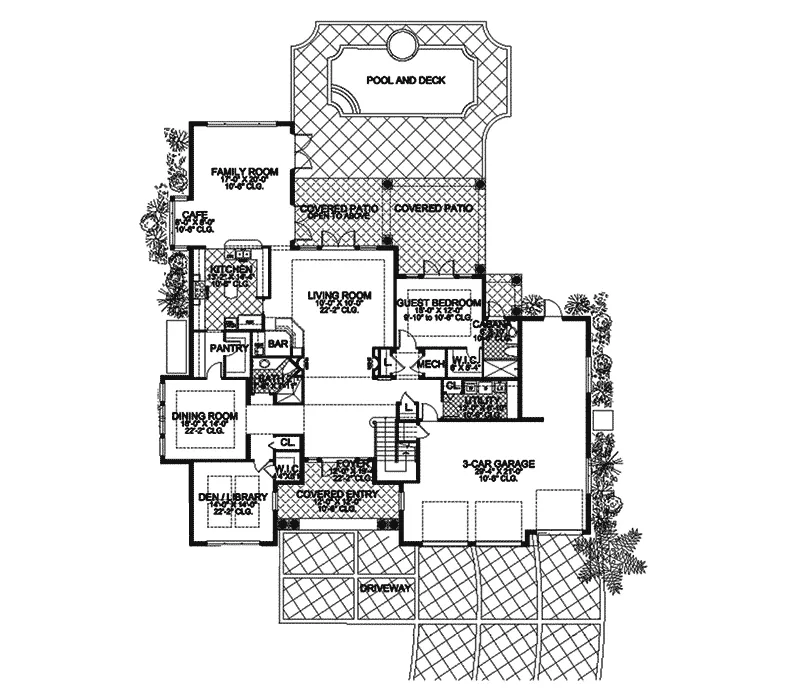 Luxury House Plan First Floor - Osceola Point Mediterranean 106S-0039 - Shop House Plans and More