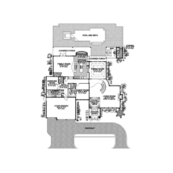 Spanish House Plan First Floor - Bay Hill Mediterranean Home 106S-0040 - Search House Plans and More