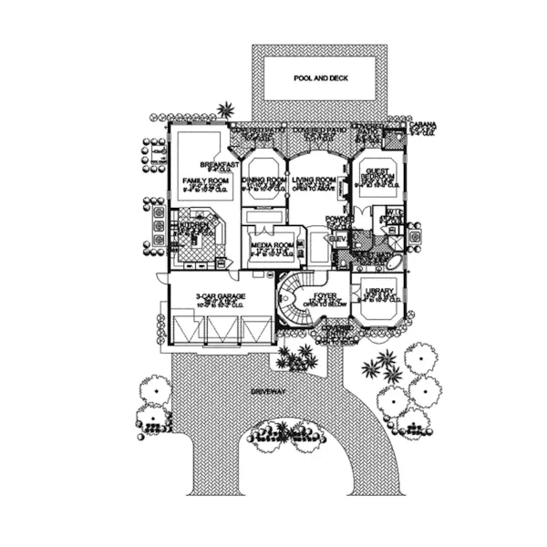 Luxury House Plan First Floor - Pirate Bay Mediterranean Home 106S-0041 - Shop House Plans and More