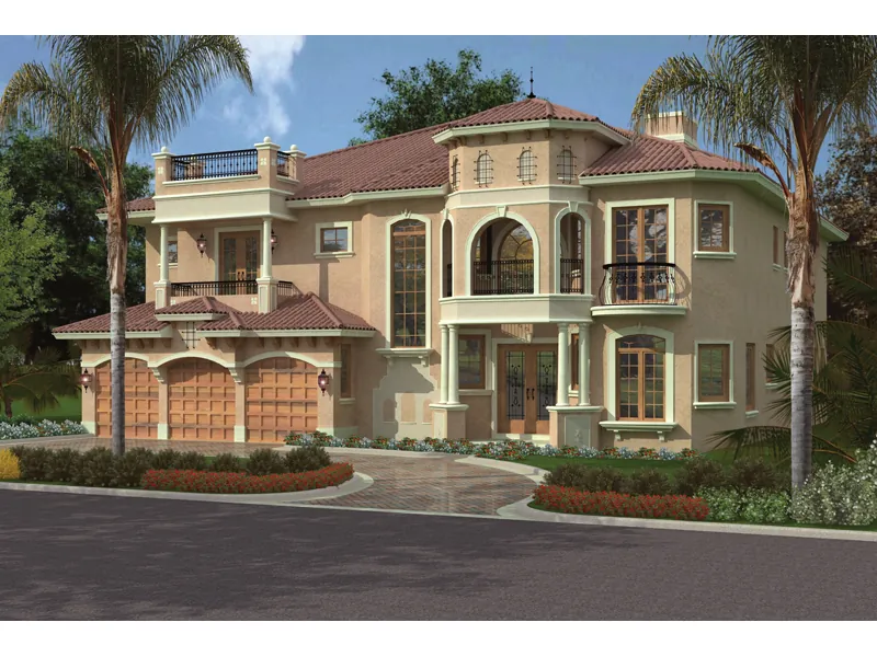 Adobe House Plans & Southwestern Home Design Front Image - Pirate Bay Mediterranean Home 106S-0041 - Shop House Plans and More