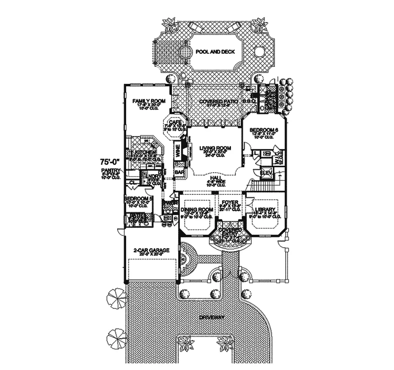Florida House Plan First Floor - Lake Harbor Mediterranean Home 106S-0044 - Shop House Plans and More