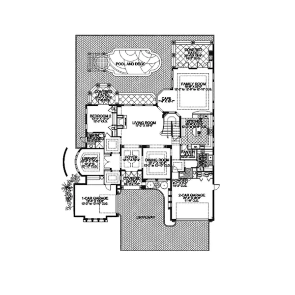 Southwestern House Plan First Floor - Santa Rosa Beach Spanish Home 106S-0045 - Shop House Plans and More