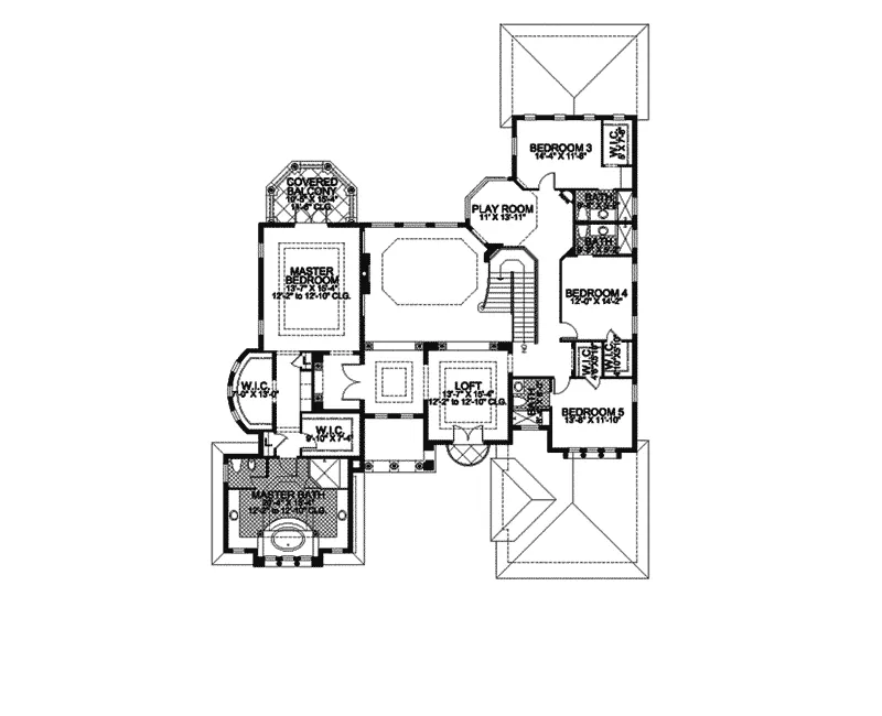 Sunbelt House Plan Second Floor - Santa Rosa Beach Spanish Home 106S-0045 - Shop House Plans and More