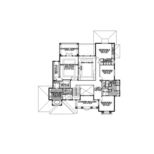 Sunbelt House Plan Second Floor - Kinard Spanish Santa Fe Home 106S-0047 - Search House Plans and More