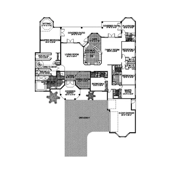 Adobe House Plans & Southwestern Home Design First Floor - Lucinda Mediterranean Home 106S-0048 - Shop House Plans and More