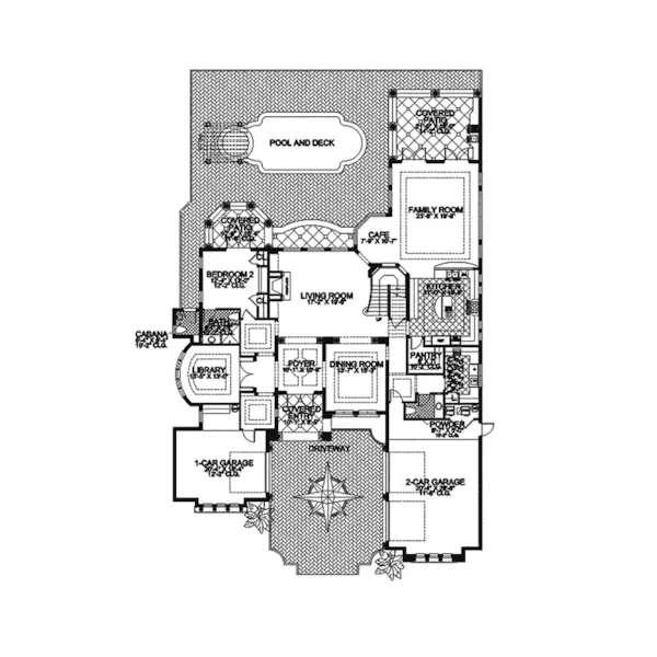 Florida House Plan First Floor - Frontenac Manor Spanish Home 106S-0050 - Search House Plans and More