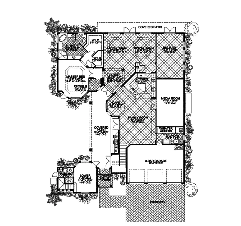 Mediterranean House Plan First Floor - Seminole Manor Sunbelt Home 106S-0051 - Shop House Plans and More
