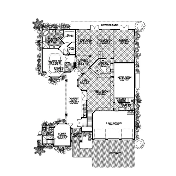 Spanish House Plan First Floor - Seminole Manor Sunbelt Home 106S-0051 - Shop House Plans and More