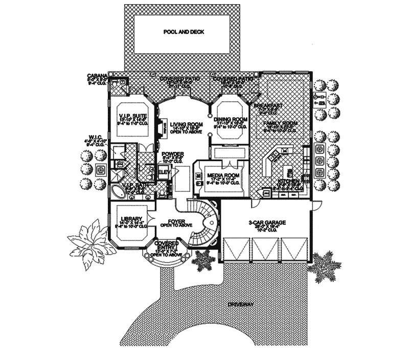 Luxury House Plan First Floor - Felipe Sunbelt Luxury Home 106S-0052 - Search House Plans and More