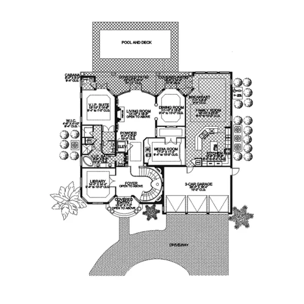 Sunbelt House Plan First Floor - Felipe Sunbelt Luxury Home 106S-0052 - Search House Plans and More