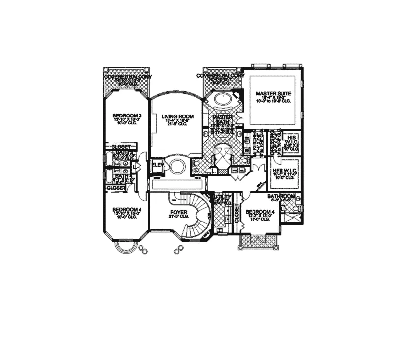 Mediterranean House Plan Second Floor - Felipe Sunbelt Luxury Home 106S-0052 - Search House Plans and More