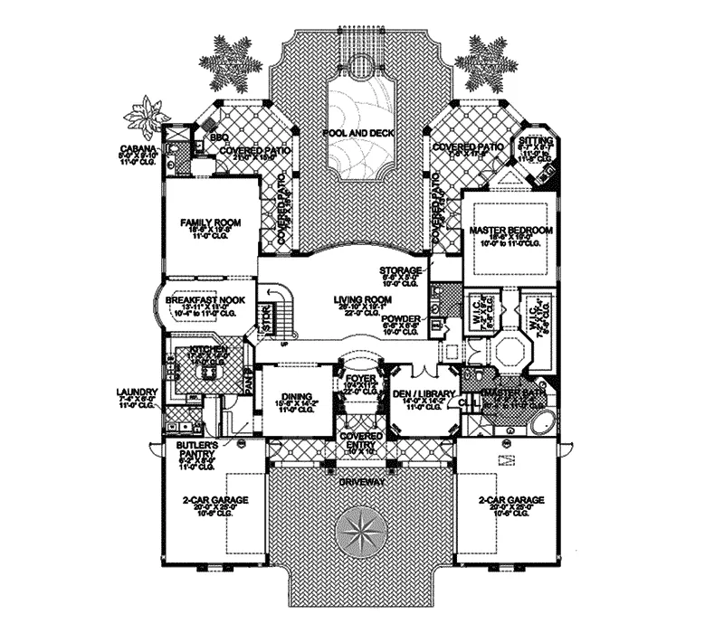 Spanish House Plan First Floor - Deercreek Mediterranean Home 106S-0053 - Search House Plans and More