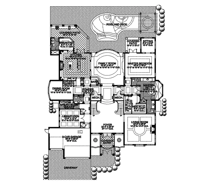 Waterfront House Plan First Floor - Point La Vista Spanish Home 106S-0056 - Shop House Plans and More