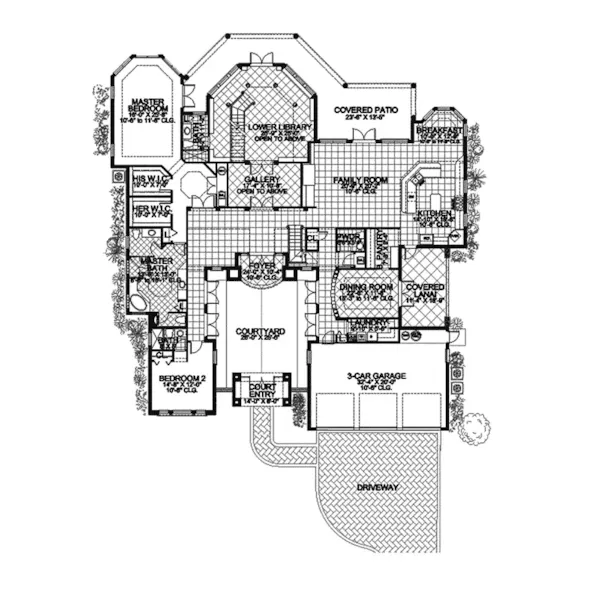 Luxury House Plan First Floor - Fairway Heights Floridian Home 106S-0058 - Search House Plans and More