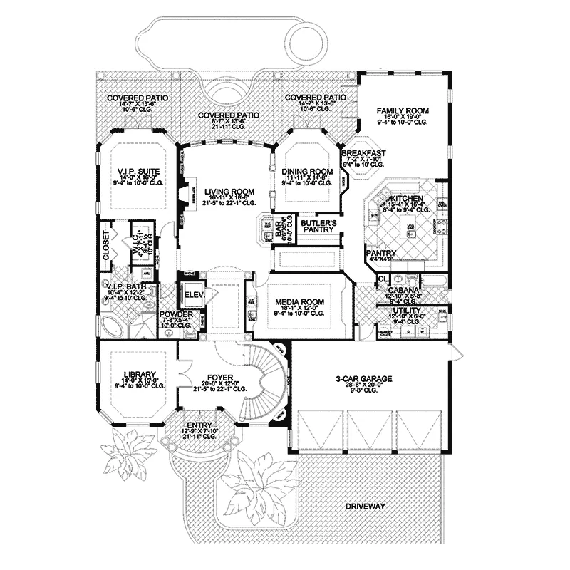 Florida House Plan First Floor - Buckman Heights Spanish Home 106S-0059 - Search House Plans and More