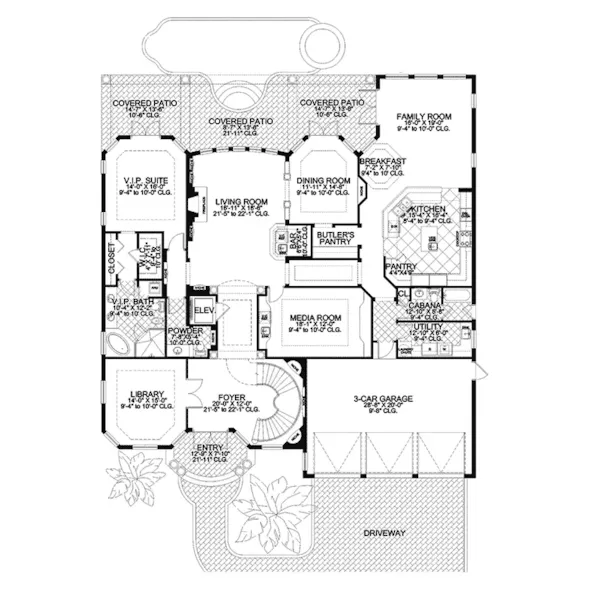 Luxury House Plan First Floor - Buckman Heights Spanish Home 106S-0059 - Search House Plans and More