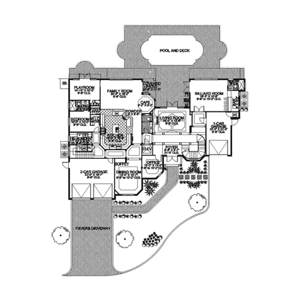 Southwestern House Plan First Floor - Isleworth Manor Santa Fe Home 106S-0060 - Search House Plans and More