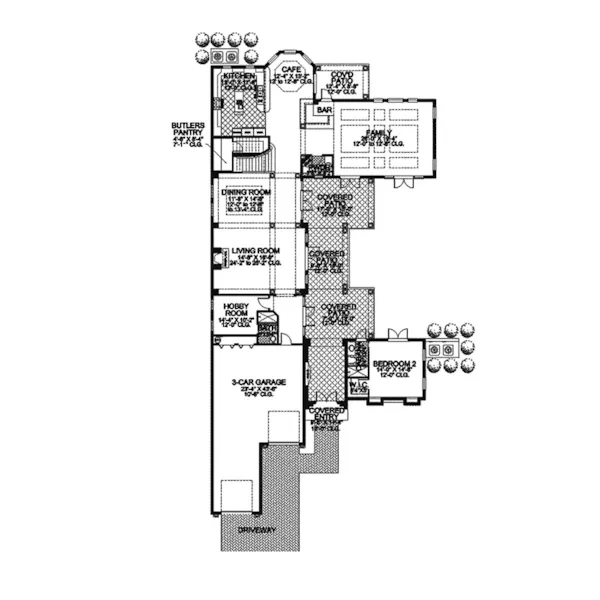 Southwestern House Plan First Floor - Cain Hills Luxury Home 106S-0063 - Search House Plans and More