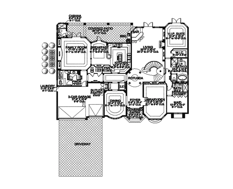 Southwestern House Plan First Floor - Sabal Point Santa Fe Home 106S-0064 - Shop House Plans and More