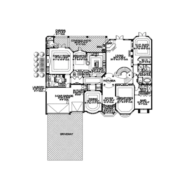 Sunbelt House Plan First Floor - Sabal Point Santa Fe Home 106S-0064 - Shop House Plans and More