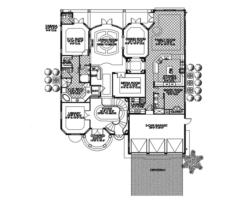 Mediterranean House Plan First Floor - Port Seawall Luxury Home 106S-0065 - Shop House Plans and More