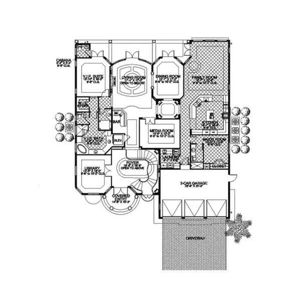 Adobe House Plans & Southwestern Home Design First Floor - Port Seawall Luxury Home 106S-0065 - Shop House Plans and More