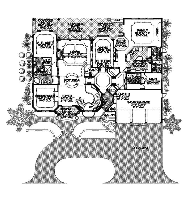 Southwestern House Plan First Floor - Cocoa Beach Mediterranean Home 106S-0066 - Search House Plans and More